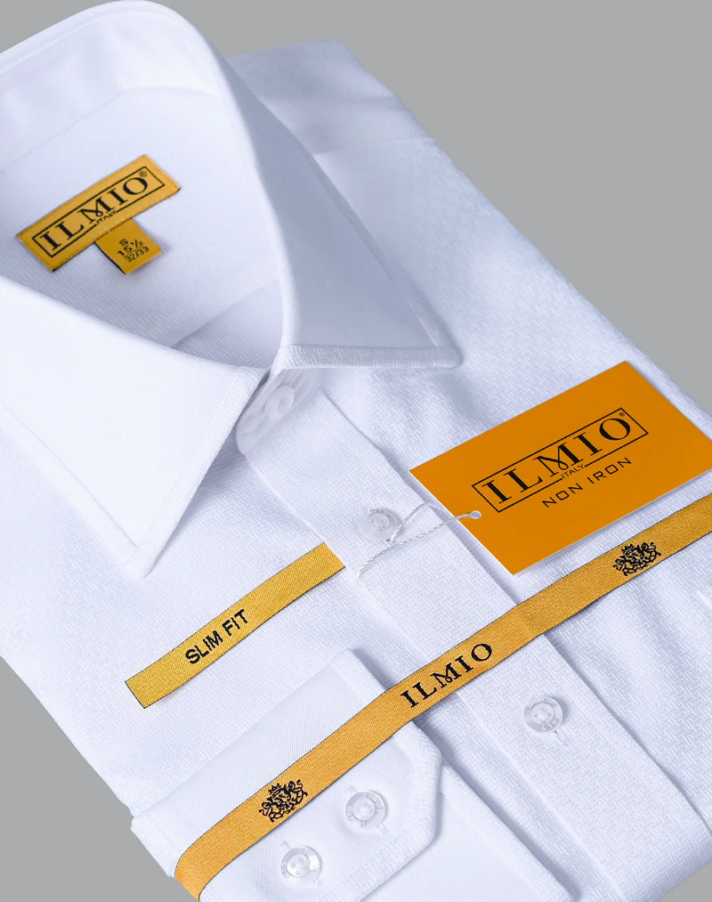 Mens  - Ilmio Gold White on White - Double Placket - Button Cuff -