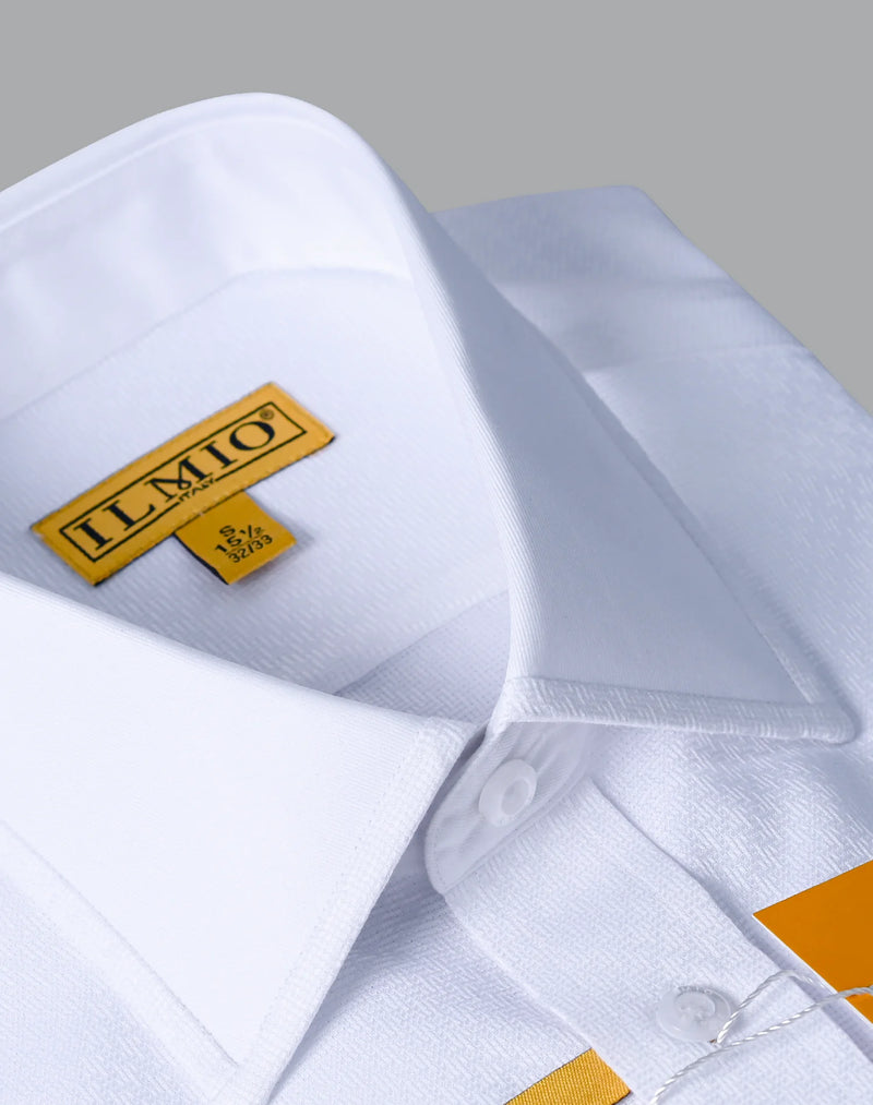 Mens  - Ilmio Gold White on White - Double Placket - Button Cuff -