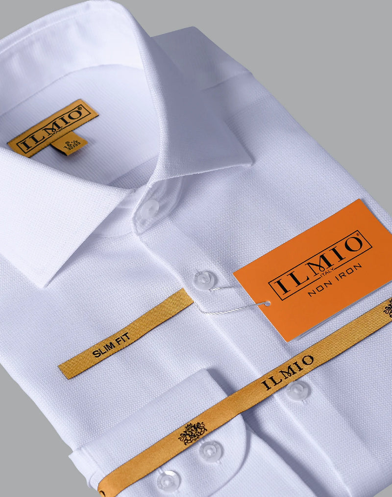 Mens  - Ilmio F9 Spread Collar, French Placket, Button Cuff  - (L/R) Cotton Shirt - Without Pocket