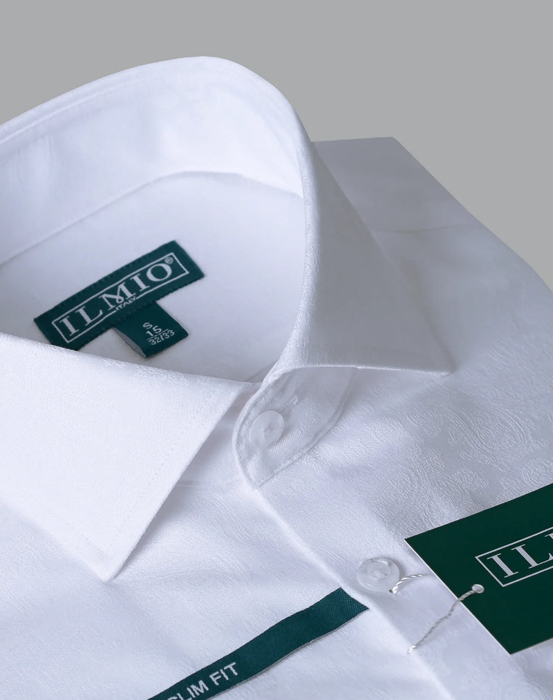 Mens  - Ilmio Jacquard 2 - Spread Collar Cotton Shirt - Without Pocket