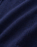 ILMIO 100% Wool Full Zipper Pattern Weave Cardigan - Style 4 Navy