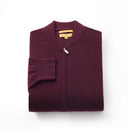 ILMIO 100% Wool Full Zipper Pattern Weave Cardigan - Style 4 Burgundy