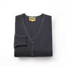 ILMIO 100% Wool  V-Neck Pattern Weave Button Cardigan - Style 3 Gray