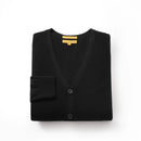 ILMIO 100% Wool  V-Neck Pattern Weave Button Cardigan - Style 3 Black