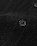 ILMIO 100% Wool  V-Neck Pattern Weave Button Cardigan - Style 3 Black