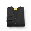 ILMIO 100% Cashmere V-Neck Flat Weave Button Cardigan - Style 3 Gray
