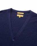 ILMIO 100% Wool  V-Neck Pattern Weave Button Cardigan - Style 3 Navy