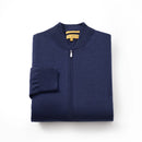 ILMIO 100% Wool Full Zipper Flat Weave Cardigan - Style 4 Navy