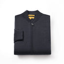 ILMIO 100% Wool Full Zipper Flat Weave Cardigan - Style 4 Gray