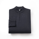 ILMIO 100% Wool Quarter Zipper Flat Weave Pullover - Style 2 Gray