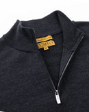 ILMIO 100% Wool Quarter Zipper Flat Weave Pullover - Style 2 Gray