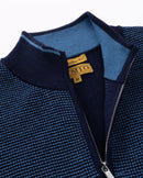 ILMIO 100% Wool Quarter Zipper Pattern Weave Cardigan - Style 9 Navy