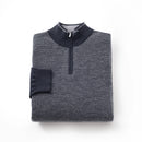 ILMIO 100% Wool Quarter Zipper Pattern Weave Cardigan - Style 9 Gray