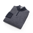 ILMIO 100% Wool Quarter Zipper Pattern Weave Cardigan - Style 9 Gray