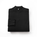 ILMIO 100% Wool Quarter Zipper Pattern Weave Pullover - Style 2 Black