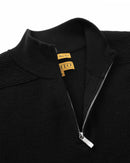 ILMIO 100% Wool Quarter Zipper Pattern Weave Pullover - Style 2 Black