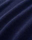 ILMIO 100% Wool Quarter Zipper Pattern Weave Pullover - Style 2 Navy