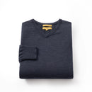 ILMIO 100% Wool  V-Neck Flat Weave Pullover With Sleeves - Style 6 Gray