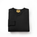 ILMIO 100% Wool  V-Neck Flat Weave Pullover With Sleeves - Style 6 Black