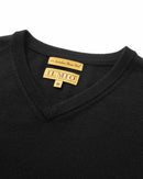 ILMIO 100% Wool  V-Neck Flat Weave Pullover With Sleeves - Style 6 Black