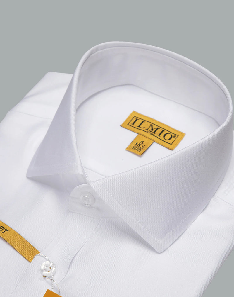 Mens  - Ilmio Gold Fine Twill Spread Collar, Button Cuff - (L/R) Cotton Shirt - Without Pocket