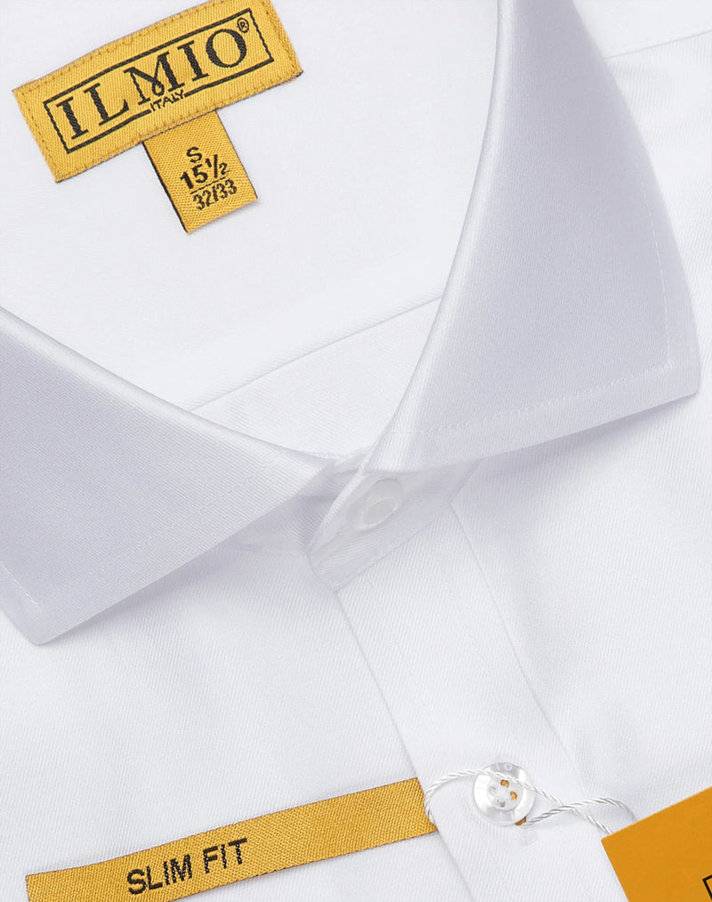 Mens  - Ilmio Gold Fine Twill Spread Collar, Button Cuff - (L/R) Cotton Shirt - Without Pocket