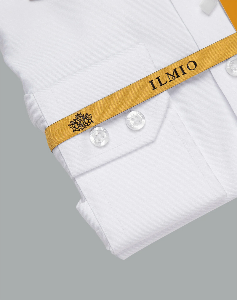 Mens  - Ilmio Gold Fine Twill Spread Collar, Button Cuff - (L/R) Cotton Shirt - Without Pocket