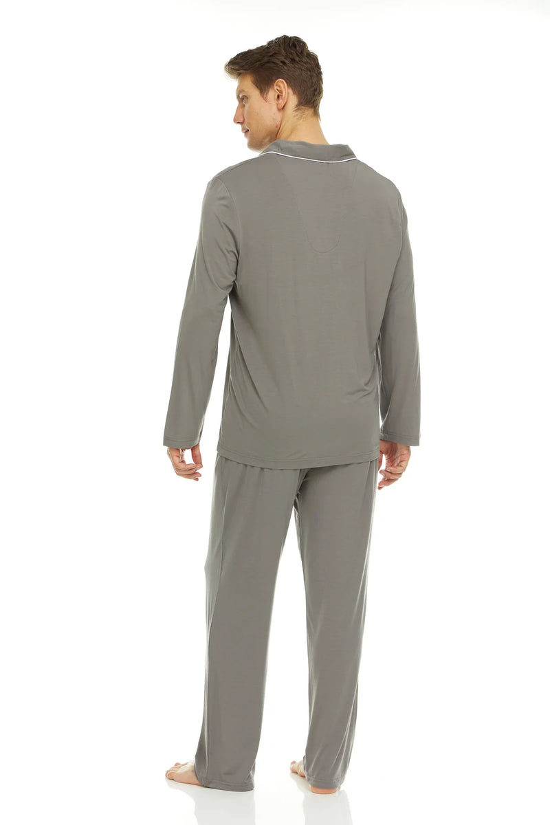 Symmar Men's Micro Model Button Down Pajamas - Gray