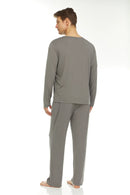 Symmar Men's Micro Model V-Neck Pajamas - Gray