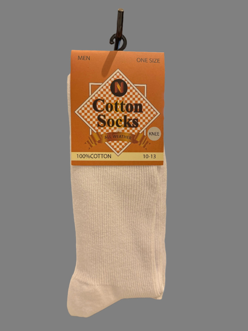 Cotton Knee Socks - White