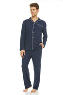 Symmar Men's Micro Model Button Down Pajamas - Navy