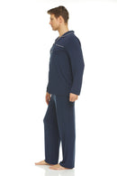 Symmar Men's Micro Model Button Down Pajamas - Navy