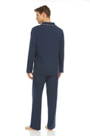 Symmar Men's Micro Model Button Down Pajamas - Navy