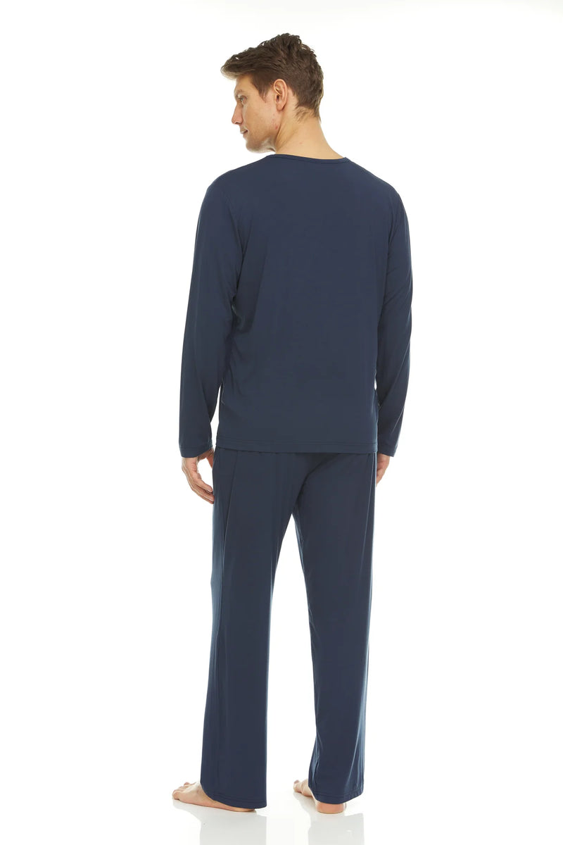 Symmar Men's Micro V-Neck Model Pajamas - Navy