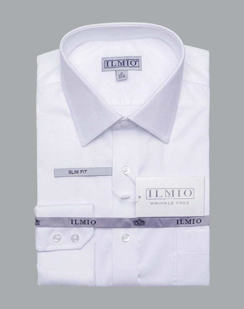 Mens - Ilmio Silver Label -Poly Cotton Twill (L/R) Button Cuff Shirt - With Pocket