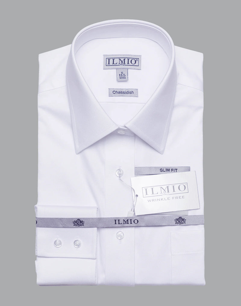 Mens - Ilmio Silver Label - Poly Cotton Twill Chassidish (R/L) Button Cuff Shirt - With Pocket