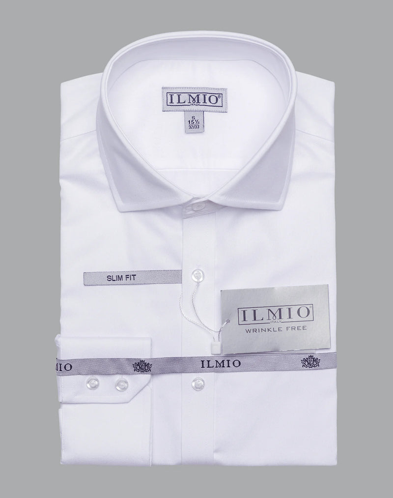 Mens - Ilmio Silver Label - Spread collar - Poly Cotton  (L/R) Button Cuff Shirt - Without Pocket