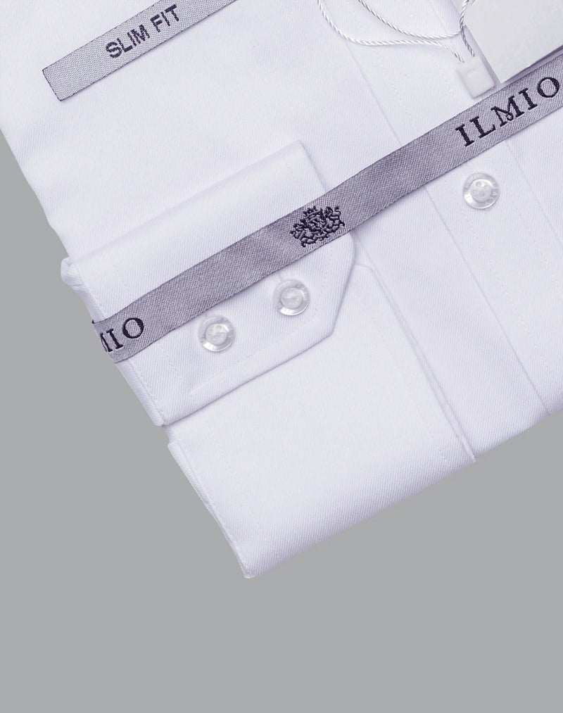 Mens - Ilmio Silver Label - Spread collar - Poly Cotton  (L/R) Button Cuff Shirt - Without Pocket