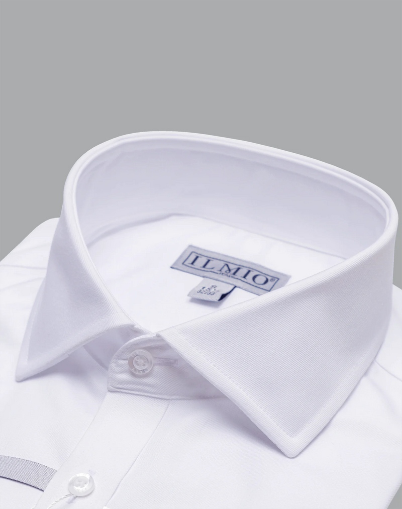 Mens - Ilmio Silver Label - Spread collar - Poly Cotton  (L/R) Button Cuff Shirt - Without Pocket