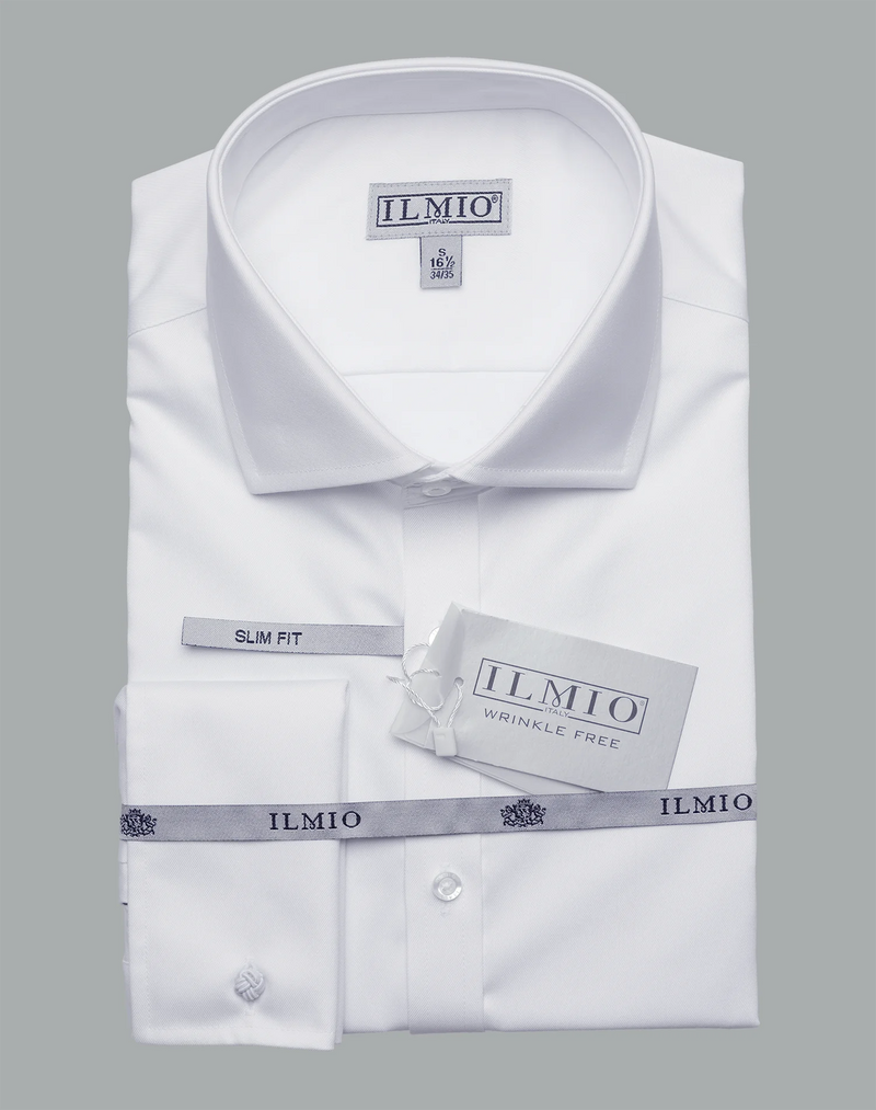 Mens - Ilmio Silver Label -Poly Cotton Spread Collar (L/R) French Cuff Shirt 17.5 34/35 / Regular Mens - Ilmio Silver Label -Poly Cotton Spread Collar (L/R) French Cuff Shirt 17.5 34/35 / Regular