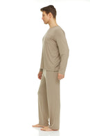 Symmar Men's Micro Model V-Neck Pajamas - Taupe