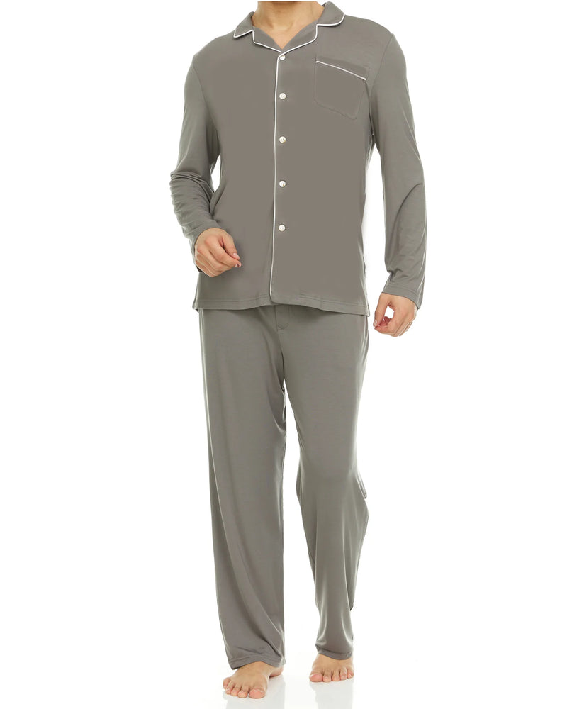 Symmar Men's Micro Model Button Down Pajamas - Gray