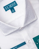 Men's - Ilmio Jacquard 3 - Spread Collar, French Placket, Cotton Button Cuff Shirt - Without Pocket