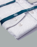 Men's - Ilmio Jacquard 3 - Spread Collar, French Placket, Cotton Button Cuff Shirt - Without Pocket