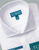 Men's - Ilmio Jacquard 3 - Spread Collar, French Placket, Cotton Button Cuff Shirt - Without Pocket