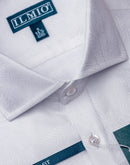 Men's - Ilmio Jacquard 4 - Spread Collar, French Placket, Cotton Button Cuff Shirt - Without Pocket