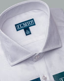 Men's - Ilmio Jacquard 4 - Spread Collar, French Placket, Cotton Button Cuff Shirt - Without Pocket