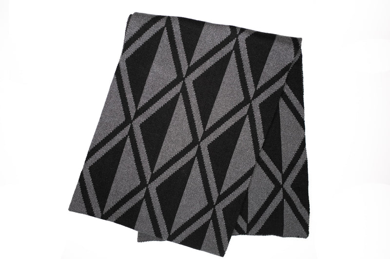 Zubii Knit Scarf  - Diamond Pattern - Black and Charcoal