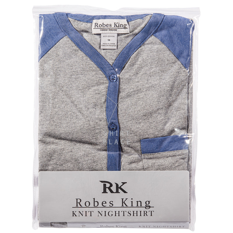 Mens Robes King Cotton Knit Night Shirt