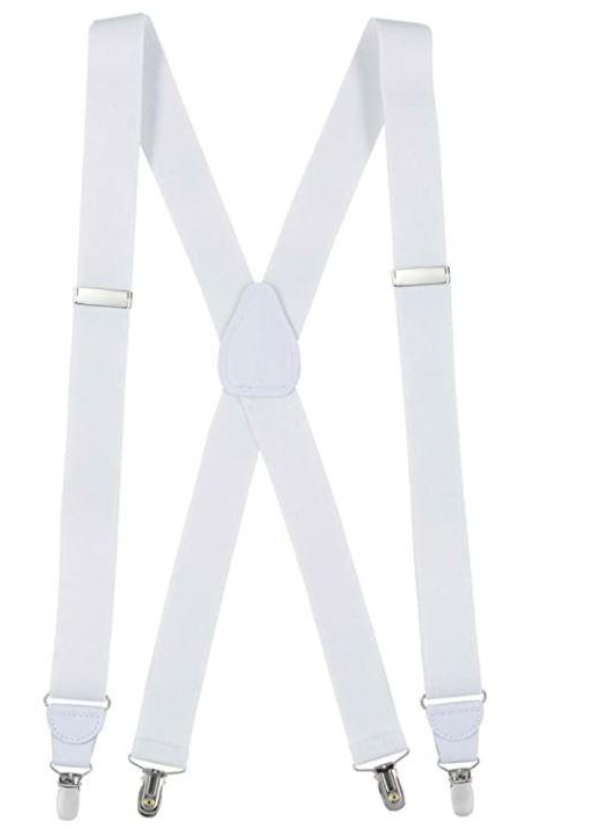 Pin Clip Suspender - White